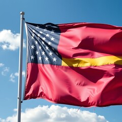 Georgia's 1879-1886 flag waving against a blue sky.