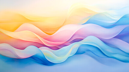 Wall Mural - Ethereal flowing abstract waves in pastel colors