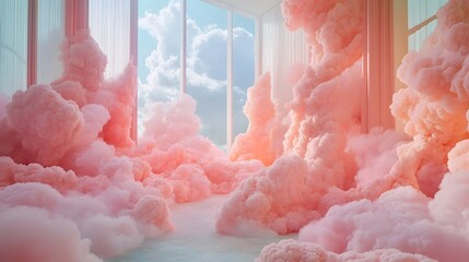 Wall Mural - Dreamy Pastel Clouds with Whimsical Color Gradients and a Soft Ethereal Aesthetic Create a Calming Imaginative Atmosphere  Perfect as a Serene Backdrop or Wallpaper