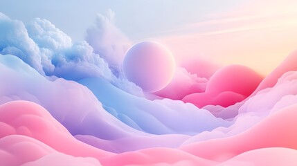 Wall Mural - Fluffy pastel clouds and soft gradients create a dreamy whimsical atmosphere with a playful lightness and gentle creative design  This imaginative