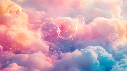 Wall Mural - Pastel Gradients with Fluffy Whimsical Textures Evoking a Dreamy Fantasy Charm   Playful and Youthful Creative Imagery with a Gentle Serene and Magical Atmosphere