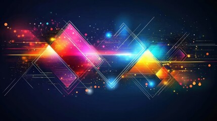Wall Mural - Abstract Colorful Geometric Shapes and Light Effects Background