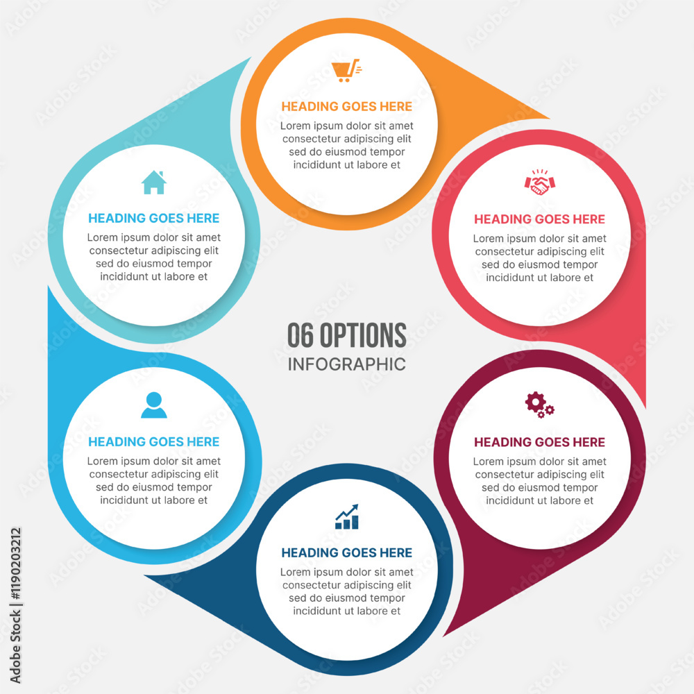 Six Options Circular Cycle Infographic Template Design Stock Vector ...