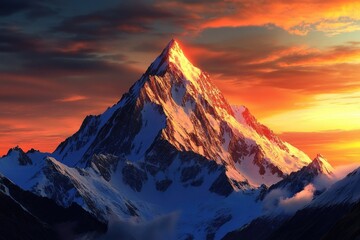 Wall Mural - Snowy Mountain Sunset