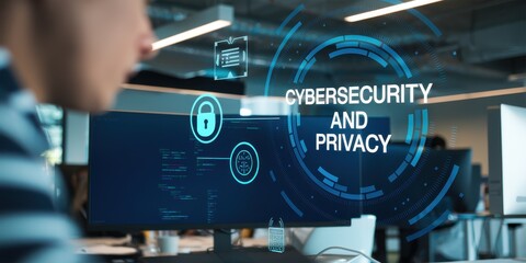 Wall Mural - Cybersecurity and Privacy Data Protection in Modern Offices