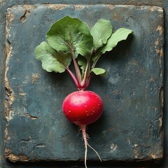 Sticker - Vibrant Red Radish on Rustic Metal Surface