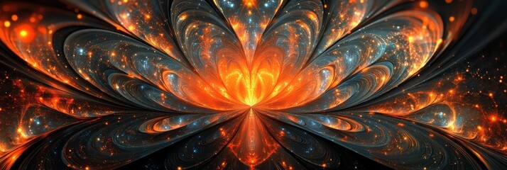 Wall Mural - a sharp, abstract pattern with intricate lines and glowing effects