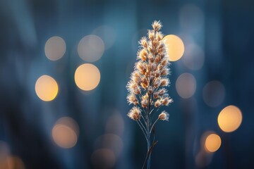 Wall Mural - a soft bokeh light effect with white, golden, and subtle colored lights, creating a soft glow on a b