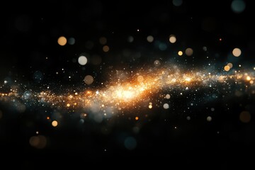 Wall Mural - a soft bokeh light effect with white, golden, and subtle colored lights, creating a soft glow on a b