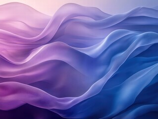 Wall Mural - a soft overlapping wave pattern with transparency in shades of blue and purple, creating depth