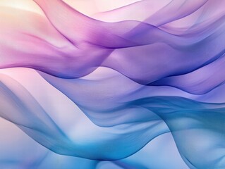 Wall Mural - a soft overlapping wave pattern with transparency in shades of blue and purple, creating depth