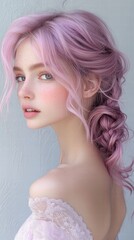 Wall Mural - soft pastel gradient blending from pink to lavender, subtle textures