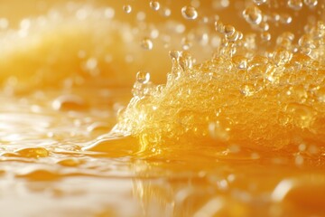 Wall Mural - Bright bubbles form as warm liquid gently flows in a captivating display of natural beauty