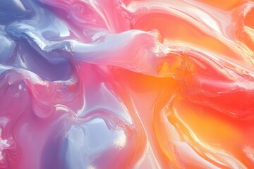Wall Mural - colorful abstract texture showcasing fluid paint blending in vibrant swirls of pink, orange, and blu