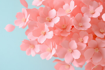 Poster - Claymation flower, A vibrant claymation cherry blossom tree with falling petals, captured in high fidelity, showcasing a whimsical spring scene in stunning detail.