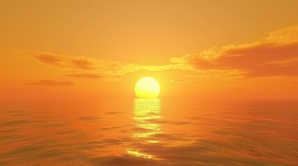 Wall Mural - stunning sunset over calm waters, with vibrant orange and yellow hues reflecting on surface. serene 