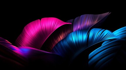 Wall Mural - Neon Tropical Leaves Abstract Art