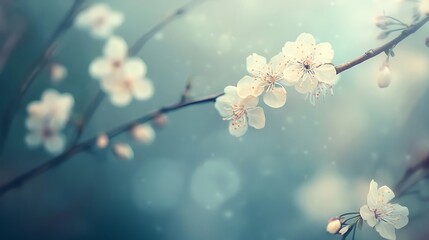  Delicate White Blossoms on a Branch in Springtime