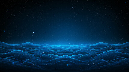 Wall Mural - abstract blue waves: a mesmerizing abstract landscape of deep blue undulating waves, speckled with t