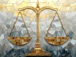 © nurionstudio - Golden Scales of Justice: Mosaic Art in Serene Hues