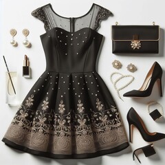 A timeless little black dress with subtle embellishments complem