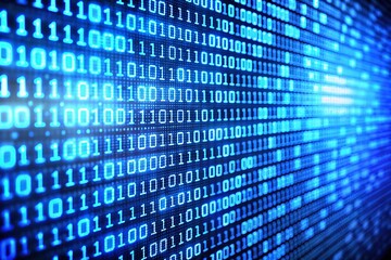 Abstract Blue Binary Code Background: Digital Technology Stock Photo
