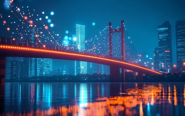 Fototapete - Abstract futuristic city lights at night