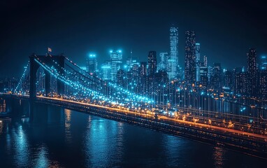 Fototapete - Abstract futuristic city lights at night
