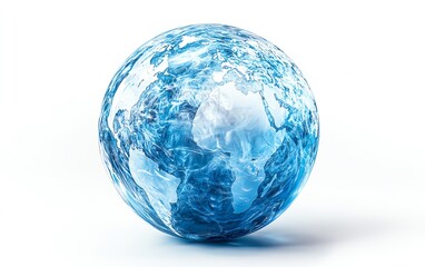 Leinwandbilder - Abstract holographic globe with global connections, shimmering glass effect, futuristic internet concept, light blue on a clean white background, UHD