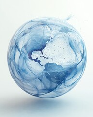 Leinwandbilder - Abstract digital globe with interconnected global network lines, futuristic technology design, light blue holographic effect, white background, 8K resolution