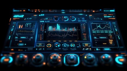 Futuristic Technology Dashboard Displays Stock Market Data