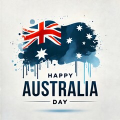 Wall Mural - Australia day watercolor card illustration with country flag