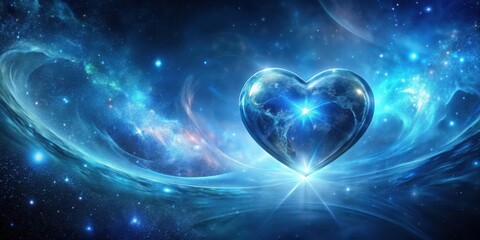 Wall Mural - a cosmic heart, a celestial entity, glowing with inner light amidst swirling nebulae and distant sta