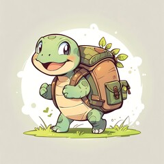 Canvas Print - Adorable Turtle Traveler: A Whimsical Journey