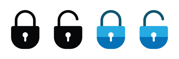 Wall Mural - lock icon set. locked and unlocked icons for app, ui, ux and website. vector illustration and transp