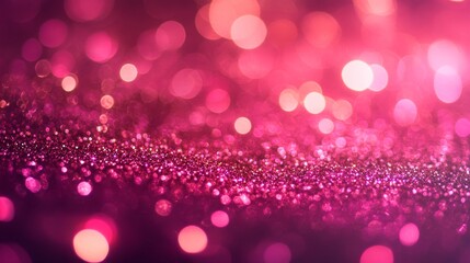 Wall Mural - rendy viva magenta color of the year 2023 featuring pink-red hearts and sparkling glitter bokeh back
