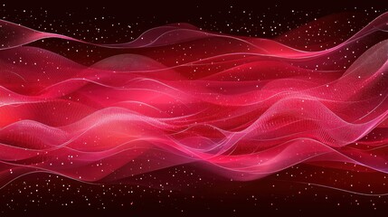 Wall Mural - Crimson Wave Abstract: Glowing Red Curves and Subtle Sparkle