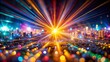 © prapatsorn - Abstract Light Beams Radiating from Center, Tilt-Shift Miniature Effect, Dark Background Stock Photo