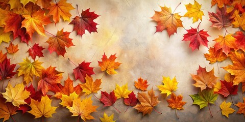 Wall Mural - Autumnal Maple Leaves Arranged on a Textured Surface