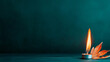 © AI Photo Stock - Illuminated Autumn Leaf and Candle - Serene autumn scene, candlelight, single leaf, dark background, quiet reflection. Symbolizes peace, remembrance, transition, hope, and nature.