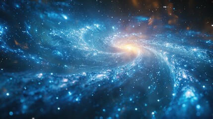 Wall Mural - Stunning spiral galaxy with bright core and blue hues.