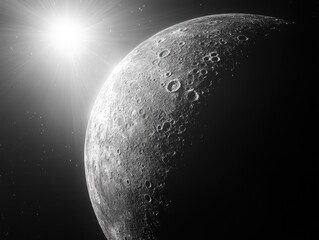 Wall Mural - black and white moon photo