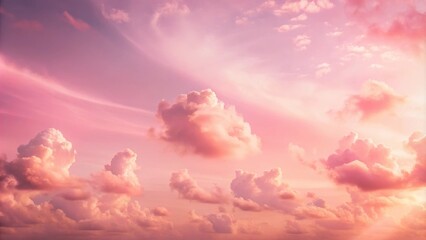 Sticker - Serene Pink Sky with Soft, Fluffy Clouds at Sunset