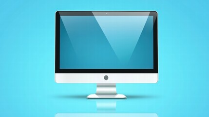 Leinwandbilder - Modern desktop computer, blue background, reflection, website mockup