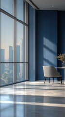 Poster - Modern office chair city view sunrise sunlight