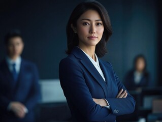 Canvas Print - Businesswoman with arms crossed