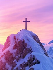 Wall Mural - mountainous peak with snowy summit
