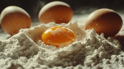 Wall Mural - Eggs on Flour