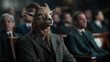 © Vasiliy - Goat in tweed suit at business meeting. Corporate and office humor concepts