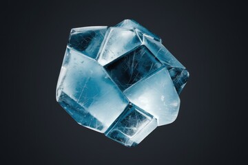 Fototapete - A translucent, faceted ice crystal with intricate surface scratches, resembling a precious gemstone.